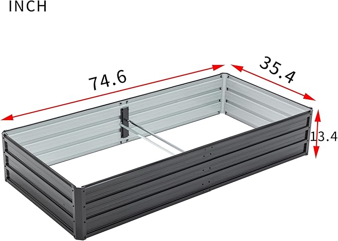 Metal Raised Garden Bed Outdoor Galvanized Raised Large Planter Raised Beds Kit Planting Fruit Flower (6x3x1FT)