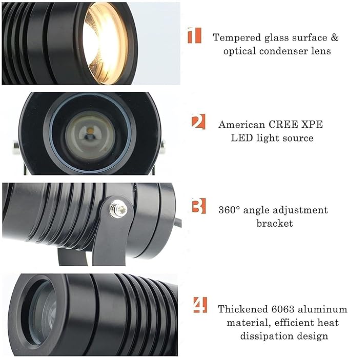 LED Beam Spotlight Rotation Spotlight IP67 Waterproof LED Landscape Lights Remote Illumination Wall Washer Spotlights for Outdoor Building Lighting(Red3W(AC85-265V))