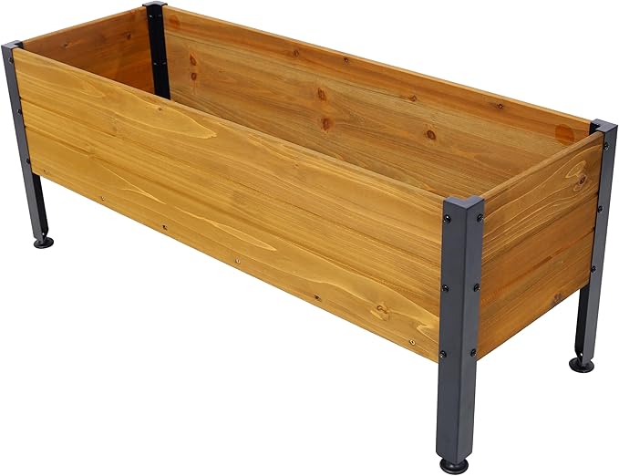 Wood Rectangular Garden Planter Box Raised Bed Outdoor for Outdoor PlantsElevated Herbs Vegetables Flowers Great Patio Deck Balcony