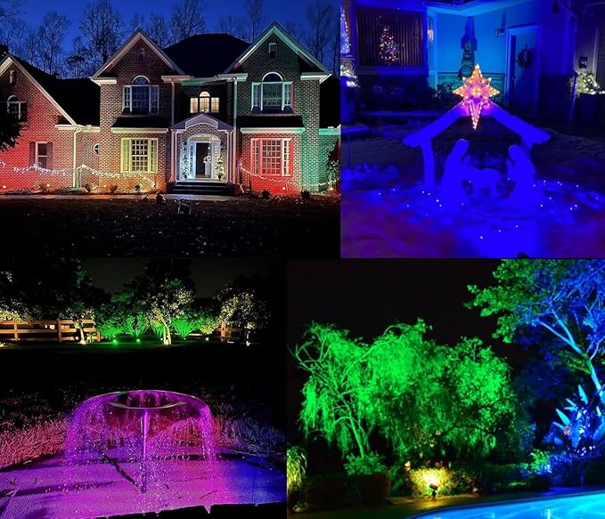 TOVEENEN 25W Color LED Outdoor Landscape Spotlight - Waterproof RGB Spot Lights for Yard Tree House Halloween Christmas Dual Mode 120V 25W