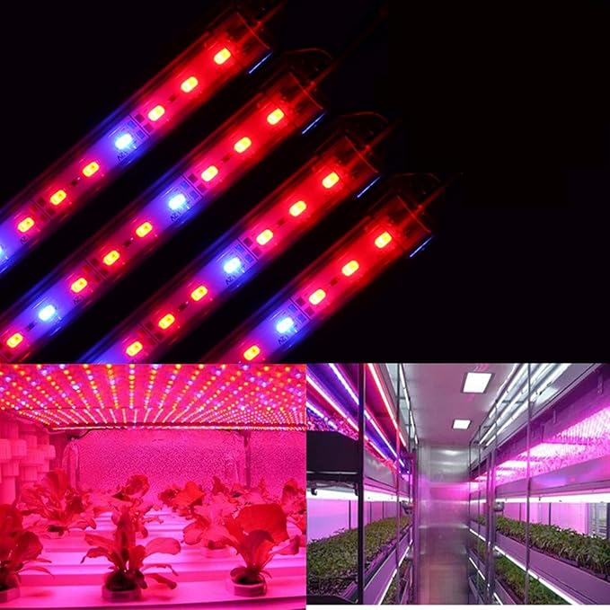 LED Plants Grow Lights DC 12 V 5730 SMD LED Bar Lights Compatible with Aquarium Greenhouse Lamp 10pcs 50CM(Color:Clearly CoverSize:3Red 1 Blue)
