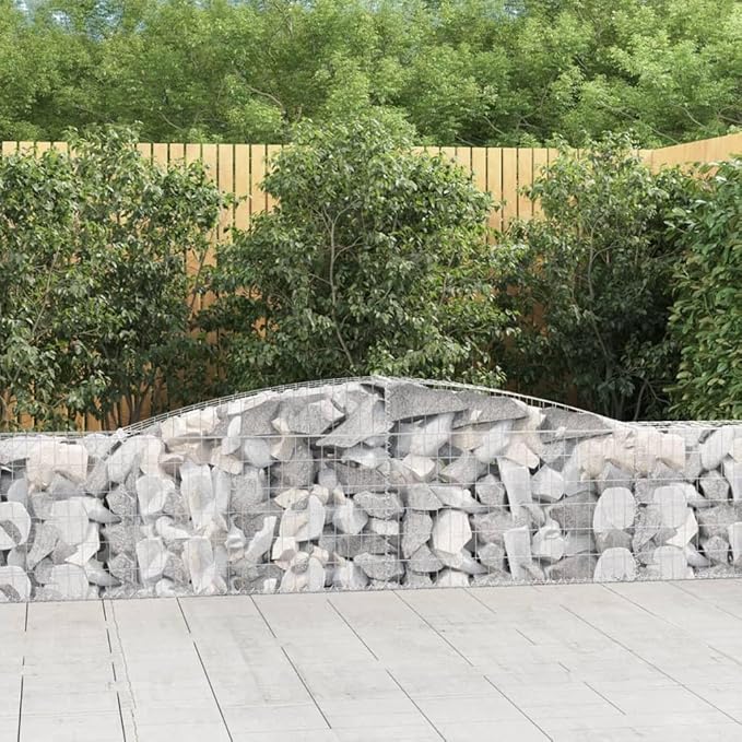 Gabion Baskets Galvanized Iron Welded Wire Cage Mesh Rock Retaining Walls for Landscape Steel Fence Garden (400 x 400 x 80 cm)