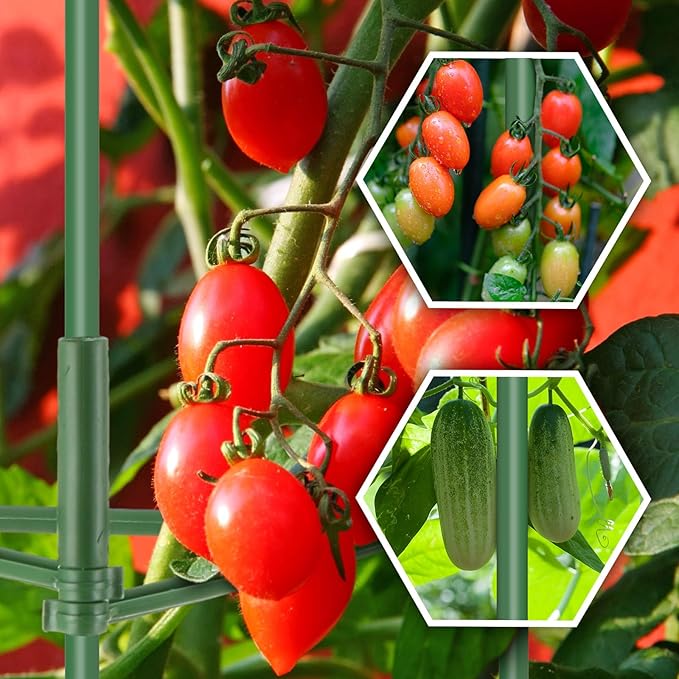 2 Pack 47 Tomato Cages with 10 Gallon Grow Bag Adjustable Tomato Cages for Garden Trellis Pots for Potted Plants Vertical Climbing Vegetables Outdoor Indoor