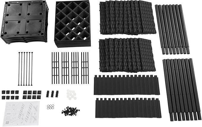 4 PCS Raised Garden Bed Planter with Trellis 56 in Large Plastic Planter Box with Drainage Hole Tomato Planters Climbing Trellis Outdoor Indoor for Climbing Plants Vegetable Flowers Vine