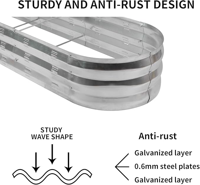 Galvanized Raised Garden Bed Outdoor 67 D x 20 W x10 H 7 cu. ft. Planter for Outdoor Plants Large Metal Raised Garden Bed Kit