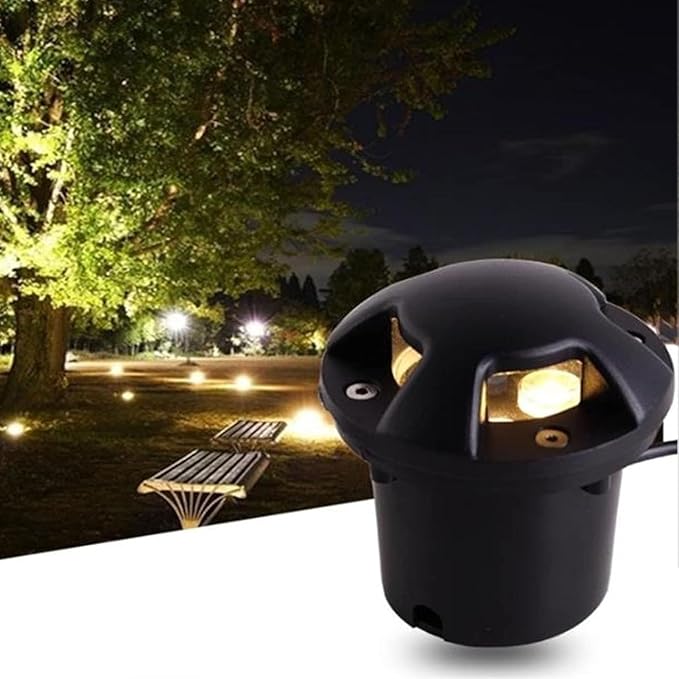 Garden Landscape Lights - AC85-265V Outdoor Underground Lamp IP66 Waterproof 4 Sided Glow Round Decking Lighting Outdoor Recessed Spot Light Ground Landscape Lights(Red6W(AC85-265V))