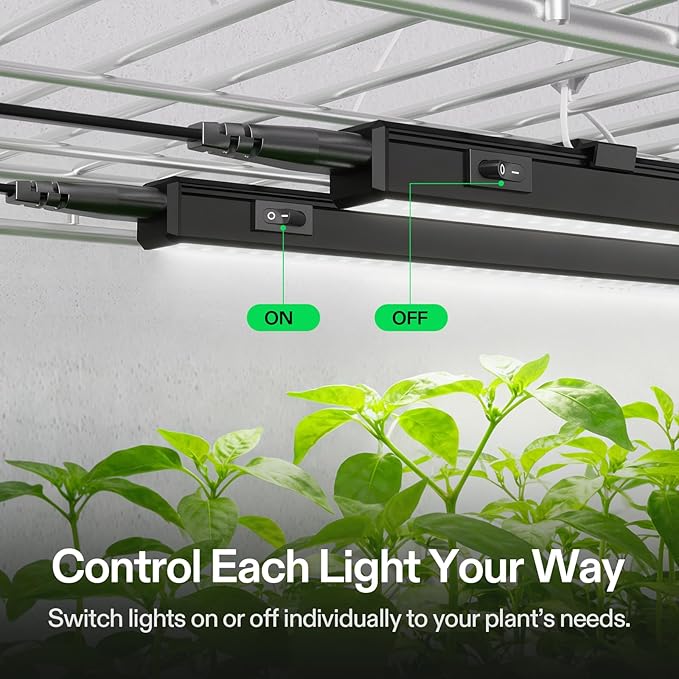 VIVOSUN T5 Grow Lights for Indoor Plants 5000K Full Spectrum 28W (4 x 7W) 1FT LED Plant Light Strip with Timer &amp Dimming Controller for Seed Starting Greenhouse SGS Compatible Linkable 4-Pac