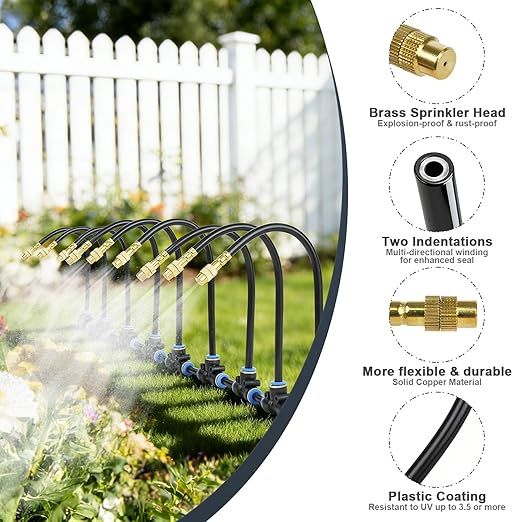 100ft Drip Irrigation System Automatic Garden Watering System with 25 Adjustable Sprinkler Nozzles Irrigation Hose Kit for Yard Lawn Plants Atomizing System