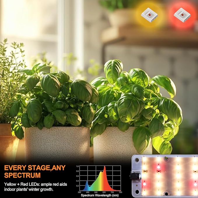 DOMMIA Grow Lights 40W Linkable Grow Lights for Indoor Plants Full Spectrum 6/12/16h Timer Dimmable Ultra-Thin Plant Lights for Indoor Growing Warm White 1-Set