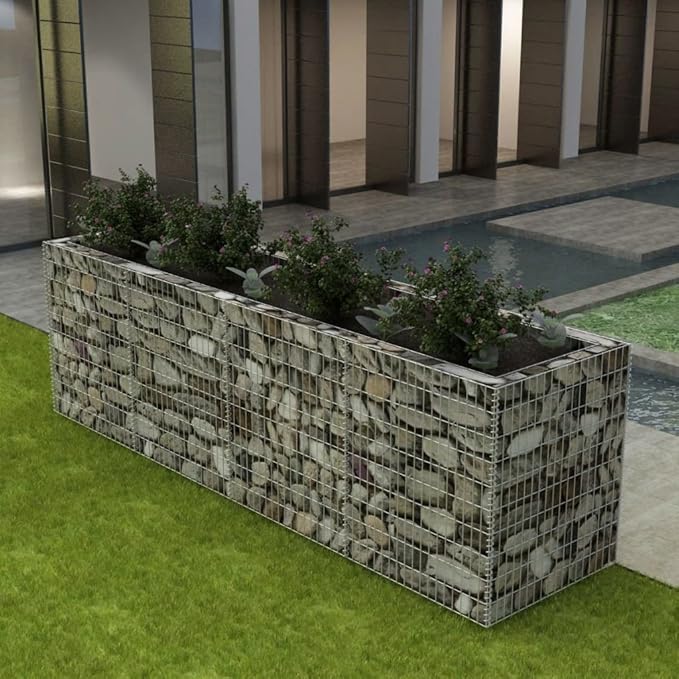 Gabion Raised Bed Baskets Cage Planter Raised Beds for Garden Balcony Patio Steel 141.7x35.4x39.4