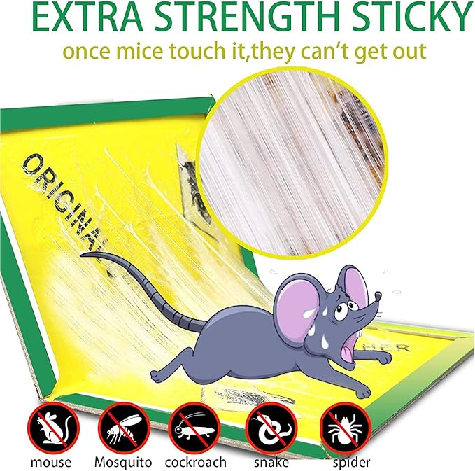 Ezoon 12 Pack Large Mouse Glue Traps with Enhanced Stickiness Rat Snake Sticky Pad Board for House Indoor Outdoor Easy to Set Extra Large (8.3 x 12)