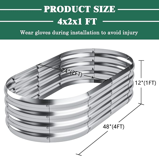Galvanized Raised Garden Bed Kit 2packOutdoor Planter Raised Beds 4x2x1ft for VegetablesFruitsFlowersGalvanized Raised Garden Bed Boxes