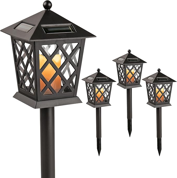 Alpine Corporation 16 Tall Outdoor Solar Powered Pathway LED Light Stakes (Set of 4)