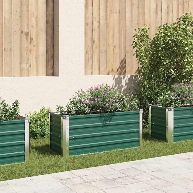 YAFF Galvanized Steel Raised Garden Bed - 39.4 x 15.7 x 17.7in Sturdy &amp Durable for Vegetables Herbs &amp Flowers Bright Green Planter Box for Outdoor Gardens
