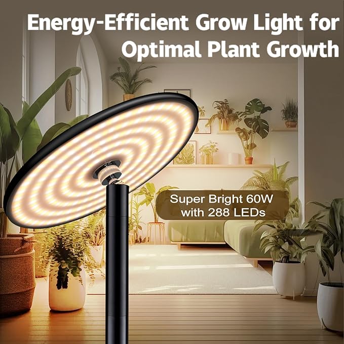 Grow Light for Indoor Plants 60W Full Spectrum LED 85'' Adjustable Standing Plant Light Tall Grow Light with Timer &amp 10-Level Dimmable Ideal for Large Plants &amp Indoor Trees