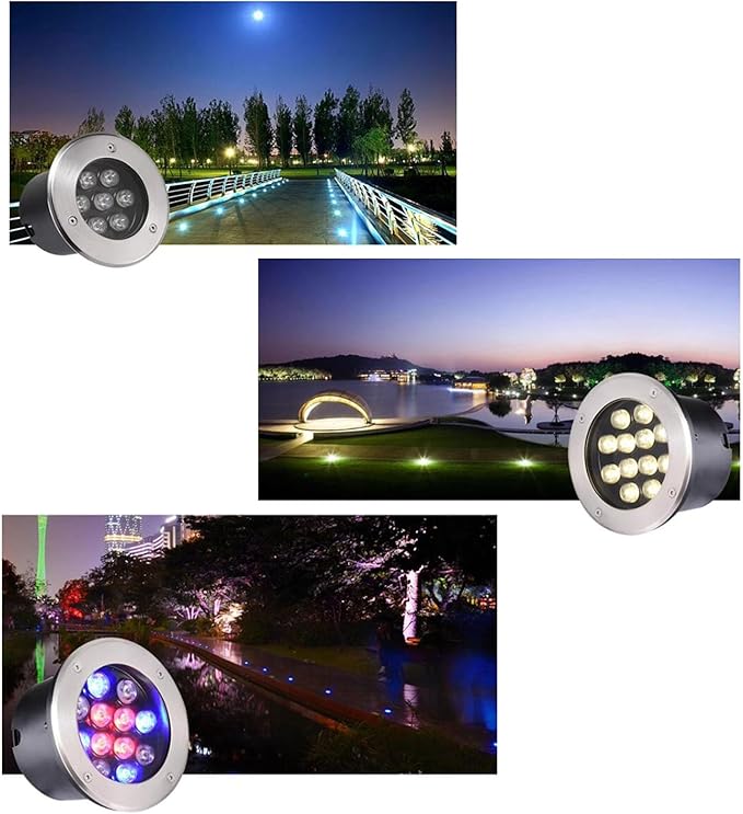 Recessed Ground Spotlight - RGB Ground LED Landscape Lights Outdoor Buried Lights IP67 Waterproof Garden Courtyard Floor Lamp for Driveway Deck Stair Step Yard Fence Garden Pathway36W 18W 24