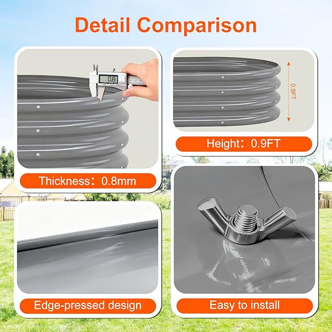 Raised Garden Bed Outdoor 2 Sets Oval Large Coating Metal Planter Box with No Heavy Metal for Vegetables Flowers Herbs