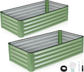 INNO STAGE Galvanized Raised Garden Bed Kits 4x2x1ft Metal Raised Garden Beds Outdoor Steel Raised Planter Bed with Gloves for Vegetables &amp Flowers Patio Ground Planter Box (Olive Green 2PCS)