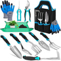 Garden Tool Set with Non Slip Rubber Grip11 Piece Stainless Steel Gardening Tool SetsHeavy Duty Outdoor Hand Tools KitDurable Tote BagRepotting matUprooting Weeding ToolIdeal Gifts for Women Men