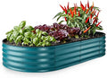 Plant &amp Plot Galvanized Raised Garden Beds Outdoor // 6×3×1 ft Planter Raised Beds for Gardening Vegetables Flowers // Large Metal Garden Box // Patented Tool-Free Design (Turquoise)