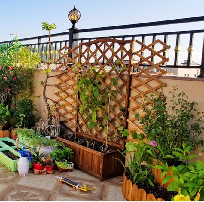 Generic Wood Planter Raised Bed with Trellis Outdoor Natural Wooden Garden Bed Planter Box Kit for Vegetables Herbs Flowers Tomato And HerbsNatural75x35x120cm