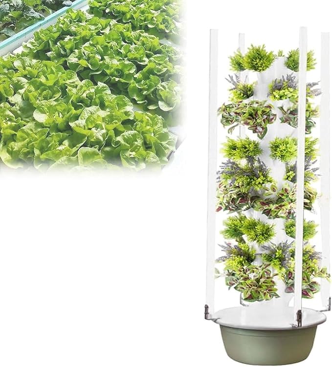 Hydroponics Tower Set Hydroponic Growing System with LED Light Hydroponic Growing Kit Aquaponics Growing System Hydroponics Vertical Growing System7Layer