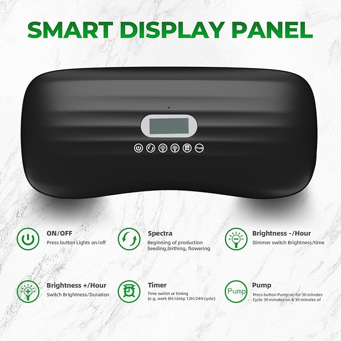 Hydroponic Growing System with Touchscreen LCD Display 12-Section Indoor Herb Gardening Kit with Full Spectrum Plant Grow Lights Flexible Timer Pump and Adjustable Shade (Black)