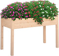 Outsunny Raised Garden Bed with Legs 48 x 22 x 30 Elevated Wooden Planter Box Self-Draining with Bed Liner for Vegetables Herbs and Flowers Backyard Patio Balcony Use Natural