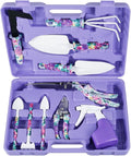 Garden Tool Sets Gardening Grandma Kid Gifts 10 Pieces Plant Hand Tool Sets with Purple Carrying Case for Men Gardener