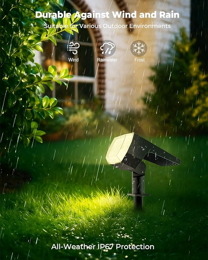 6 Packs Solar Spot Lights Outdoor 64 LED 3000K Solar Lights Outdoor IP67 Waterproof Adjustable Brightness Dusk to Dawn Solar Spotlights for Garden Yard Lawn Walkway Driveway - Warm White