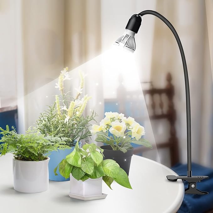 SANSI LED Grow Lights for Indoor Plants Lifetime Free Bulb Replacement 150W Full Spectrum Gooseneck Clip Plant Grow Light Plant Light with Timer 4/8/12 Hrs High PPFD Growing Power Grow Lamp