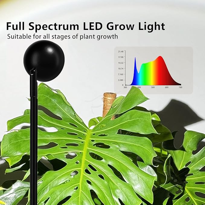 Standing Grow Light with Timer 4/8/12H 20W Full Spectrum Vertical Grow Lights for Indoor Plant Growing Wide Coverage 5.24FT to 6.88FT Height Adjustable Ideal for Large Tall Plants
