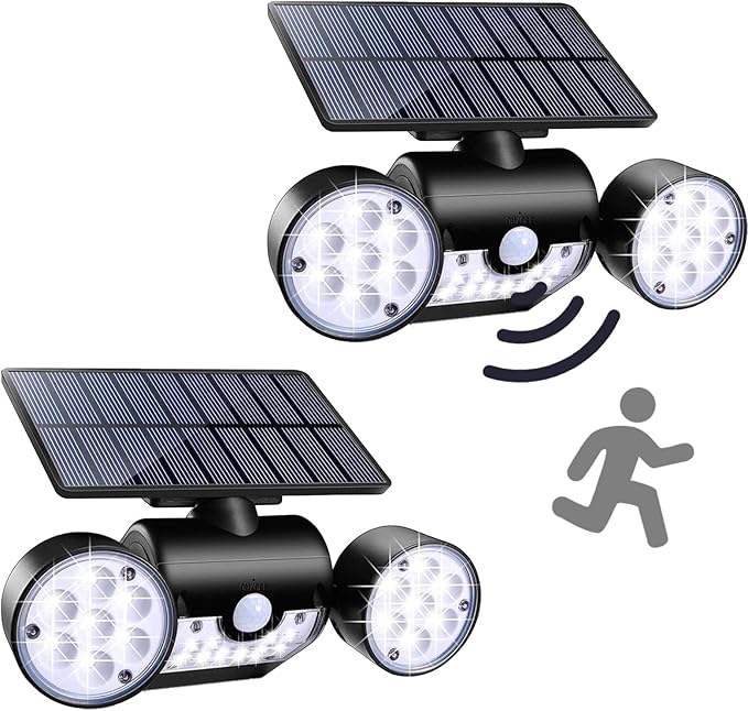 2 Pack Solar Outdoor Lights 30 LED Motion Sensor Solar Spot Lights Outdoor IP65 Waterproof Dusk to Dawn LED Motion Sensor Outdoor Lights for Yard Landscape Garage Pathway Wall