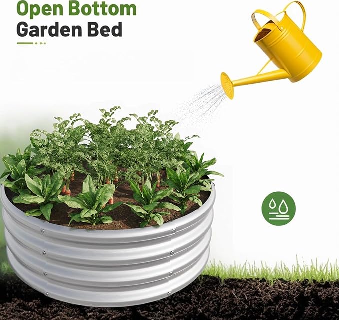 2.6x2.6x1ft Tall Round Raised Garedn Bed Metal Raised Beds for Vegetables Outdoor Garden Raised Planter Box Backyard Patio Planter Raised Beds for Flowers Fruits Silver