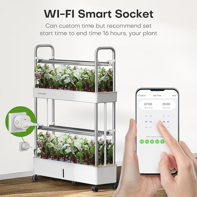 Indoor Garden Hydroponics Growing System 60 Pods Vertical Garden with LED Grow Light - Plant Germination Kit Aeroponic Veggie Flower Fruit Growth with Smart Socket &amp Pump System for Home