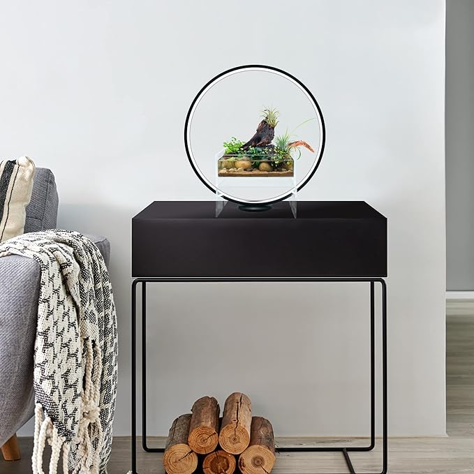 Circle Full Spectrum Plant Grow Light w/Display Stand for Terrarium Nano Fish Aquarium Bonsai Potted Plants. Gift for Mother's Day Gift for Plant Lover (11.8 in/30cm Diameter)
