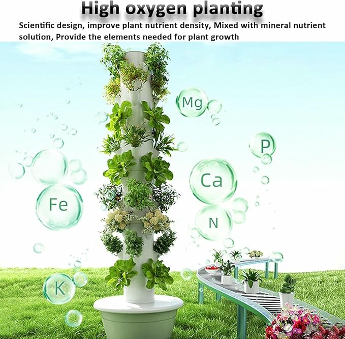 Hydroponics Growing systemvertical Farming Tower Outdoor hydroponic System for Gardening Lover Indoor Herbs Fruits and Vegetables-