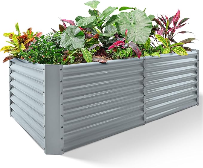 Land Guard 8×4×2ft Galvanized Raised Garden Bed Planter Boxes Outdoor Raised Garden Beds Outdoor for Vegetables Flowers Herbs 479 Gallons Modern Gray… B0CWTYXT24