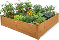 Hollyone 48 X 48 inches Wood Raised Garden Bed Frame Planters Wooden Elevated Planting Planter Box for Outdoor Herb Vegetables Flowers Grass Lawn Yard Patio - Natural Brown 4×4ft