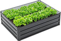 Deep Root Raised Garden Bed 4x3x1 FT Compact Metal Planter Box for Tomatoes &amp Root Vegetables - Black Galvanized Steel Patio Kit for Small Space Gardening on Balcony or Deck