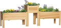 Outsunny Raised Garden Bed Set of 3 Wooden Elevated Planter Box with Legs and Bed Liner for Backyard and Patio to Grow Vegetables Herbs and Flowers Natural