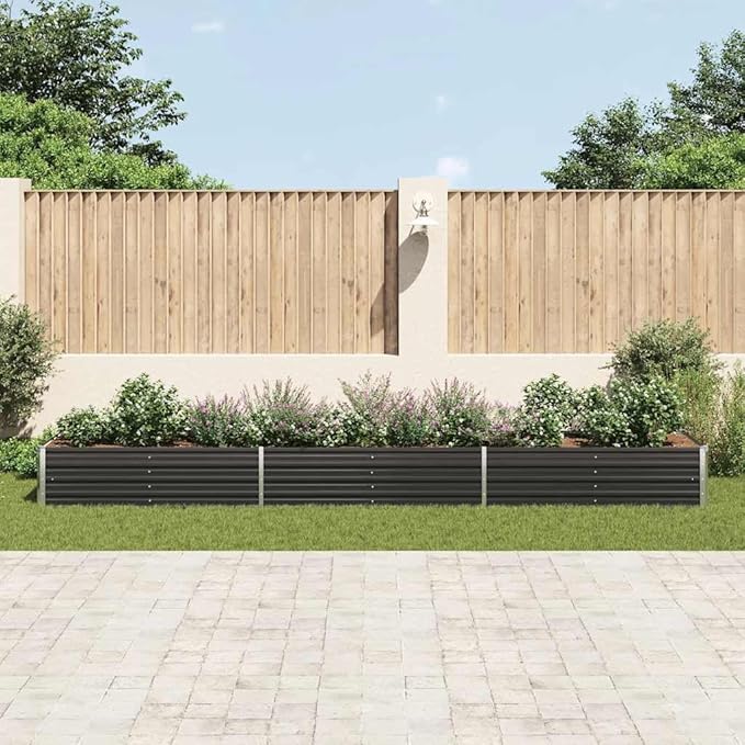SKM Raised Bed Anthracite Galvanized Steel 189.0 x 31.5 x 17.7 inAnthracite (Weight 31.92KG)