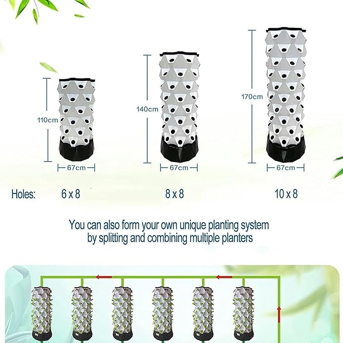 Hydroponic Garden Tower Vertical Hydroponic Indoor Growing System Hydroponic Tower Growing Sytem Multi-Layer Grow Tower for Grow Fruits Vegetables 10floors