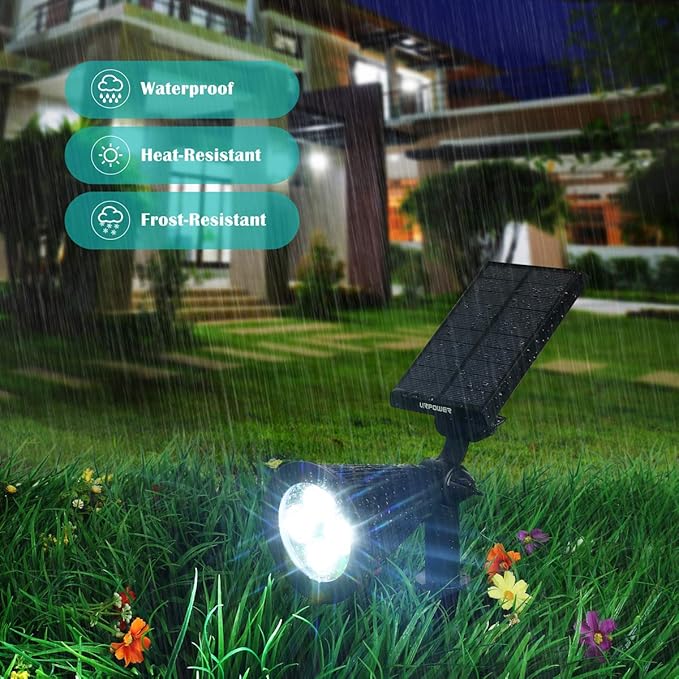 URPOWER Solar Lights Outdoor 2-in-1 Waterproof Adjustable Solar Spotlights Outdoor Wall Light Dusk-to-Dawn Solar Powered Landscape Lights for Backyard/Garden/Pathway/Pool/Porch (4Pack Cool White)