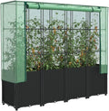 Raised Garden Bed Black Polypropylene Rattan Look Finish 63.0 x 15.7 inch Large Planter Box for Outdoor Plants Gardening