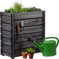 Raised Bed with Plug-in System Planter with Plant Film 79 x 37 x 79 cm Pine Wood Charcoal