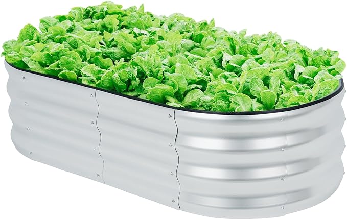 LINEX Galvanized Raised Garden Bed 4x2x1 ft Metal Raised Garden Beds Outdoor Planter Boxes Clearance for Gardening Vegetables Flowers Herbs Above Ground