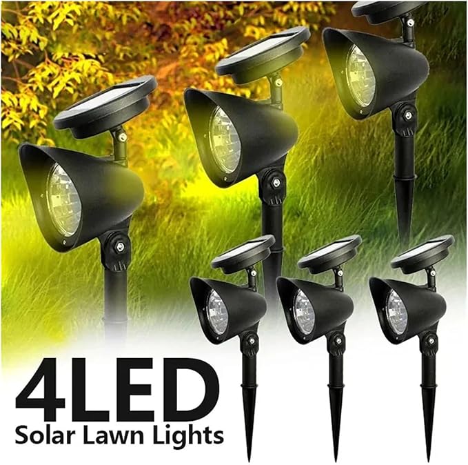 4LED Solar Lawn Lights Outdoor Landscape Spotlights Ip65 Waterproof Upgraded Solar Powered Garden Lamp(White Light)