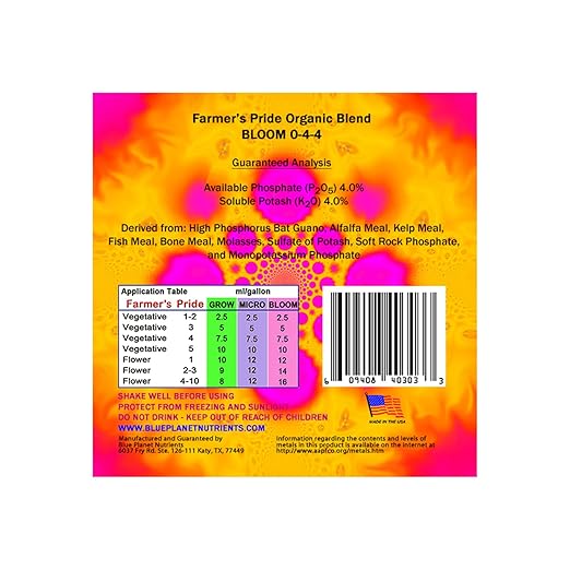 Farmer's Pride Organic Blend Fertilizer Set (128 oz Jugs) Gallon | Concentrated All Purpose Plant Food | Makes Up to 1500 Gallons | Blue Planet Nutrients