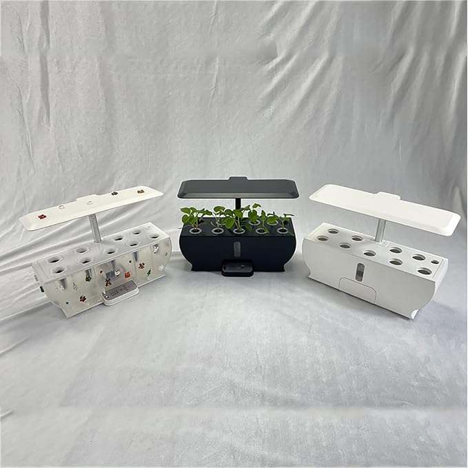 GeRRiT 9 Pods Hydroponics Growing System Indoor Garden with LED Grow Light Pump System Adjustable Height Automatic Timer Plants Germination Kit for Home Office Bianco